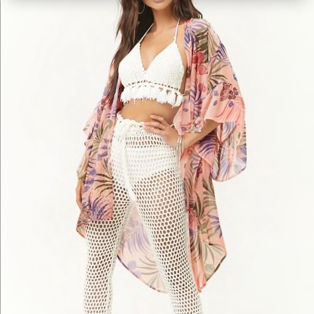 Vici Collection Blush floral Sheer Kimono 💕 Swim Cover